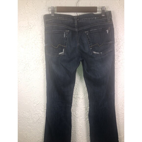 7 For All Mankind Jeans Women's Sz 28 Blue Mid Rise Distress Boot Cut - Picture 6 of 9